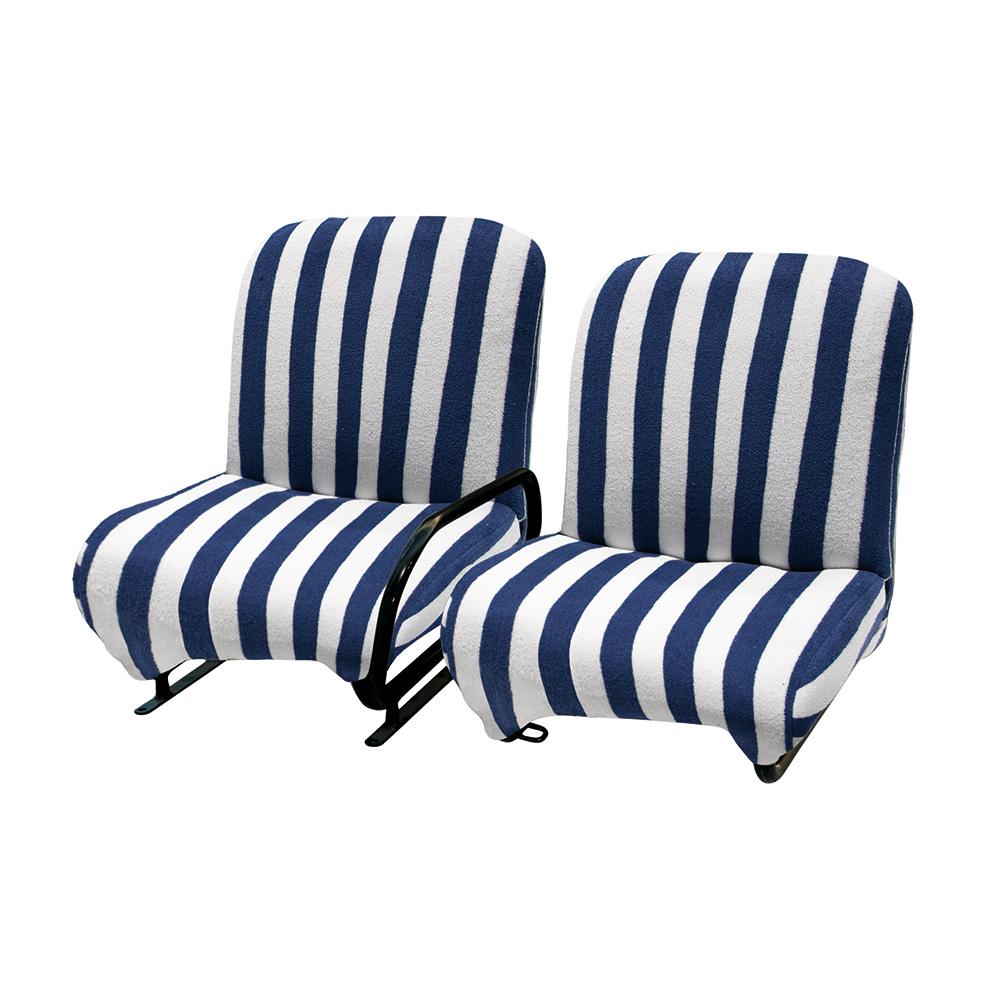 Fundas de esponja para asientos Méhari - blanco/azul (2 plazas)