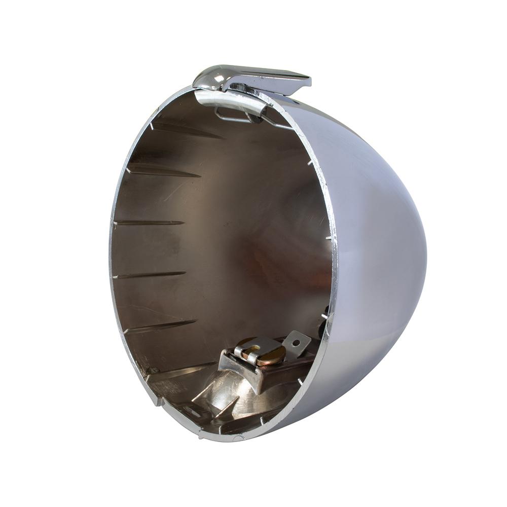 2cv round headlamp shell with latch –  chrome plastic
