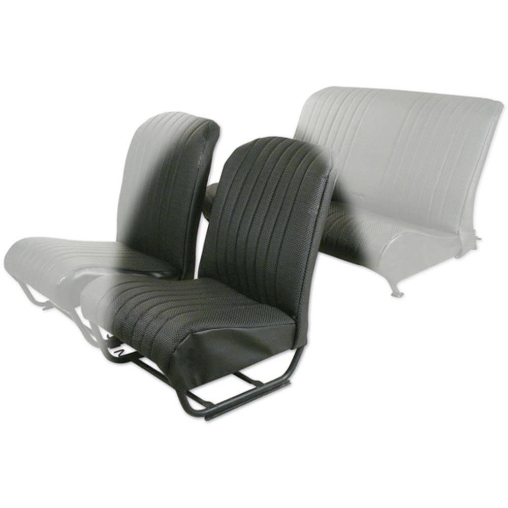Squared inner corner fl seat cover with sides - perforated black skai
