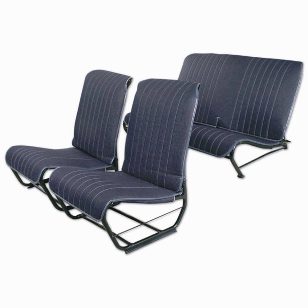 Conjunto tapizado asientos 2cv sin faldón (2 dl+1trasero) - vaquero