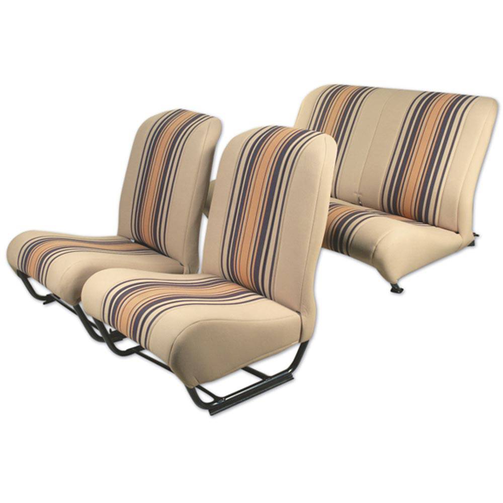 Conjunto tapizado asientos 2CV con faldón (2 dl+1trasero) - rayado beige