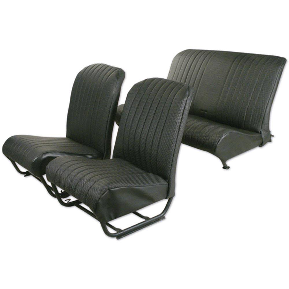 Squared inner corner upholstery set with sides – perforated black skai