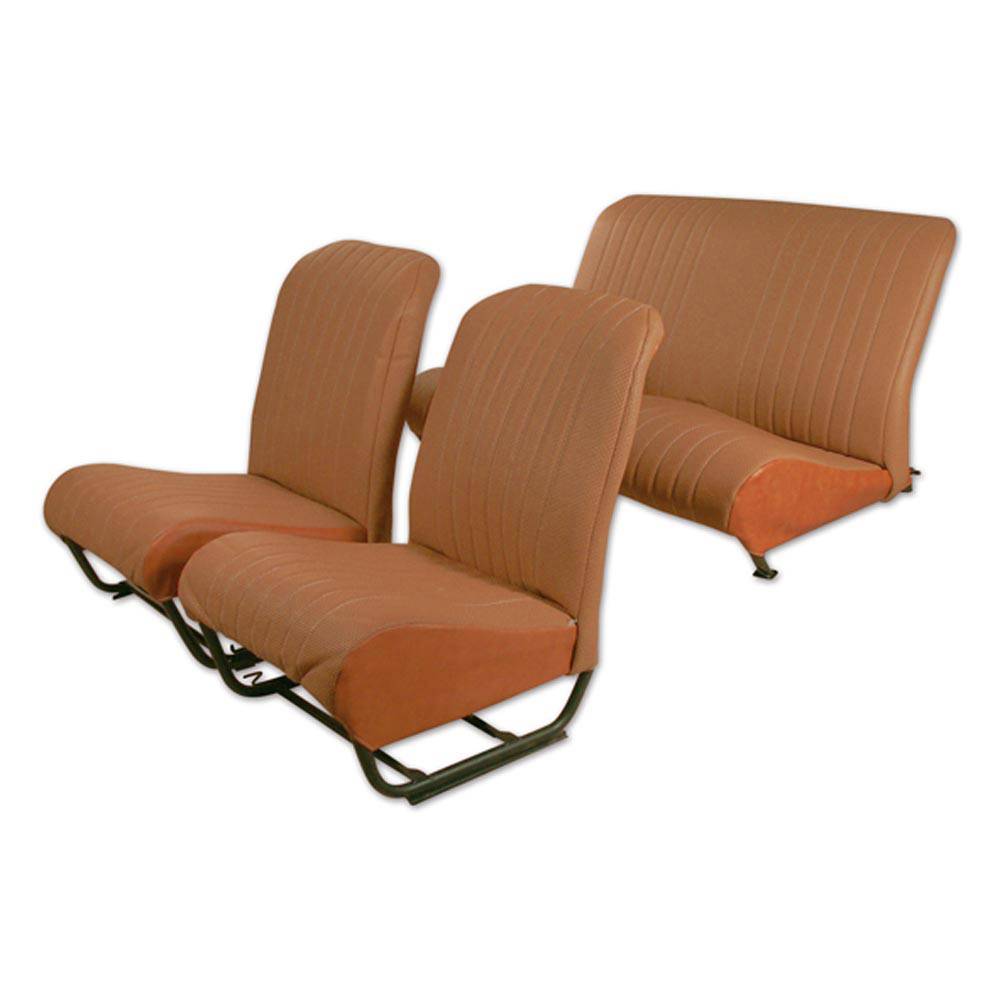 Squared inner corner upholstery set with sides – perforated brown skai