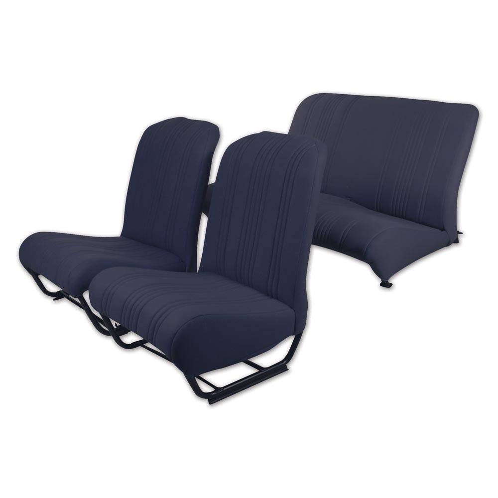 Conjunto tapizados asientos con faldón - esquinas cuadradas (2dl+1tras) -  azul